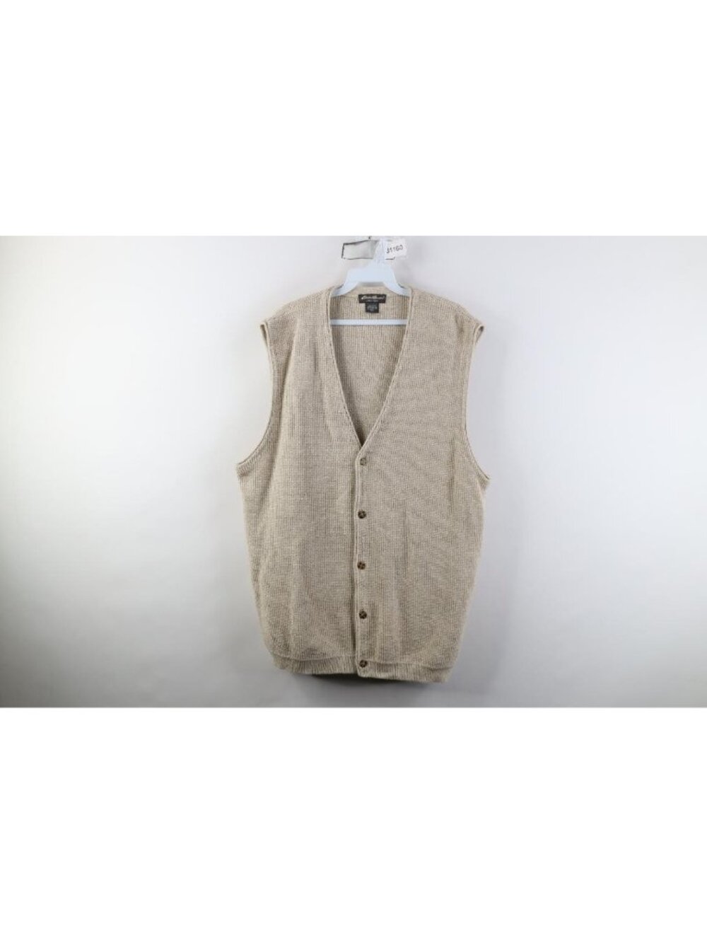 Vintage 90s Eddie Bauer Mens XLT Blank Thermal Cotton Marled Knit Sweater Vest